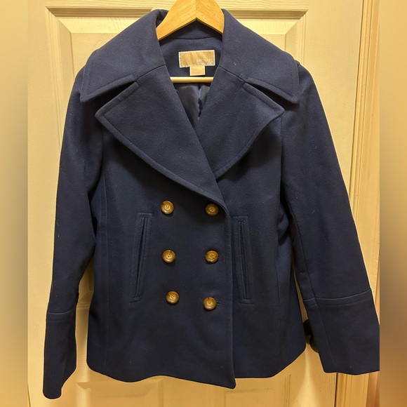 Michael Kors Jackets & Blazers - Michael Kors Double Breasted Wool Blend Navy Peacoat Sz M